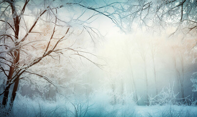 Beautiful winter landscape, winter light background. Generative AI