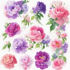 Gordijnen watercolor delicate stickers flowers illustration © Алена Харченко