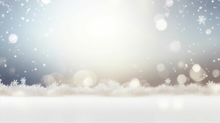 Obraz na płótnie Canvas Winter Christmas Snow Fall Bokeh Lights Snowflakes Pastel Colour Background