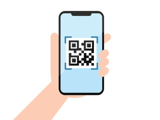 QRコードをスマホで読み取るイラスト