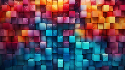 Geometry Meets Pixels: Chaotic Multicolored Patterns of Squares in Artful Display