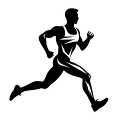 Fototapeta na wymiar Marathon runner athlete logo black silhouette svg vector