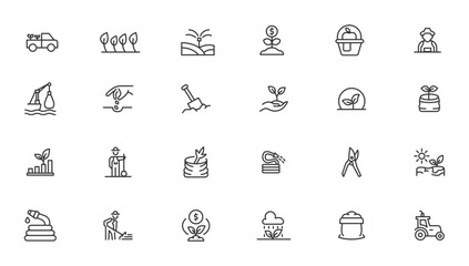 Agriculture icon set. Ecology line icons set. Cultivation icon set