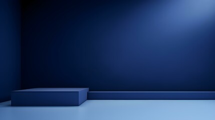 Minimal Studio Background in navy Colors. Modern Podium for Product Presentation
