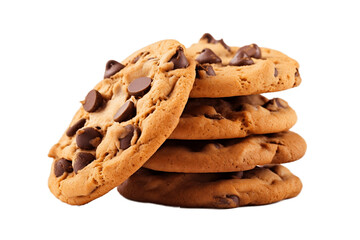 Chocolate Chip Cookies Transparent Background. Generative AI - obrazy, fototapety, plakaty