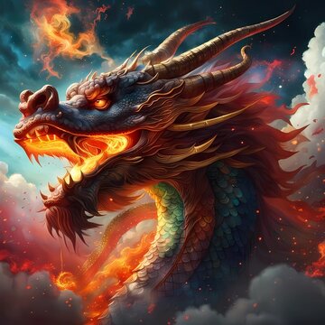Chinese dragons in the sky