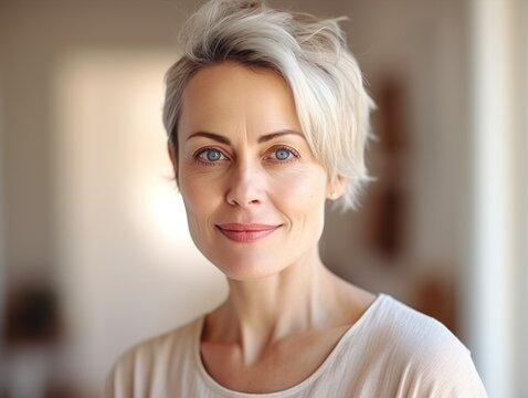 Beautiful middle-aged women smile. 