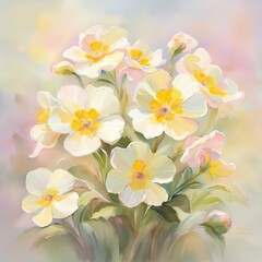 Fototapeta na wymiar Enchanted Primroses : Floral Symphony in Full Bloom
