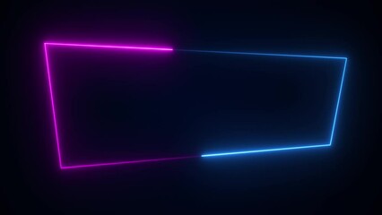 Animated neon glowing frame background. Colorful laser show seamless loop 4K border. Futuristic light effect isolated on black. VJ backdrop for club, show, music video, presentation. 3D animation - Powered by Adobe