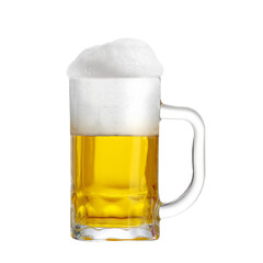 beer in Glass mug with foam easy to use photo editing element PNG Format