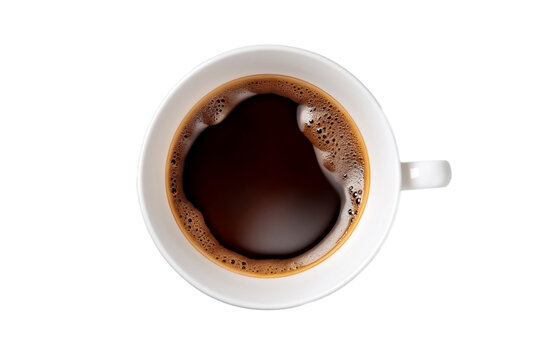 Top View of Coffee Cup Isolated on Transparent Background, Generative Ai
