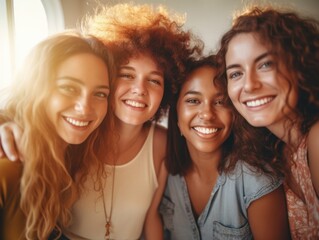 Obraz premium Friendship Day. Happy friends is smilling. Generative AI