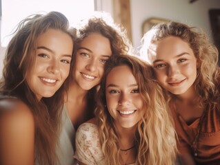 Fototapeta premium Friendship Day. Happy friends is smilling. Generative AI