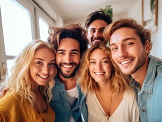 Fototapeta premium Friendship Day. Happy friends is smilling. Generative AI