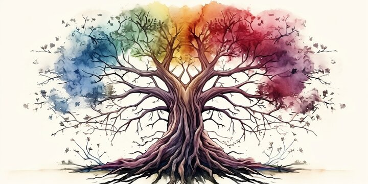 Tree of life with the roots. Superlative generative AI image
