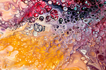 Exclusive beautiful pattern, abstract fluid art background. Flow of blending multicolored paints...