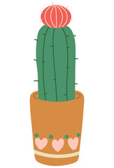 Cactus Single 10 cute on a white background, vector illustration.