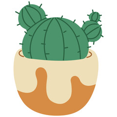 Cactus Single 4 cute on a white background, vector illustration.
