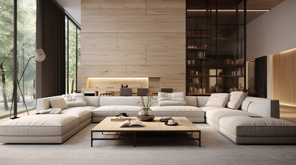 modern living room interior with white sofa 3d rendering