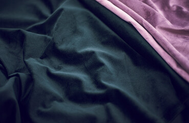 pink and dark blue velvet with folds background image, blue fabric silk for background web design...