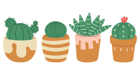 Cactus 3 cute on a white background, vector illustration.