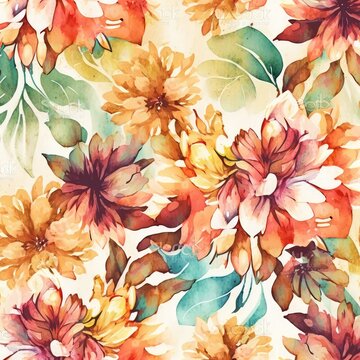 artistic watercolor floral pattern background for spring season generative ai