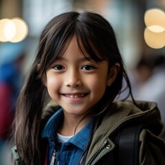 Asian Girls' Education. Happy beautiful Asian Girl is smilling. Generative AI