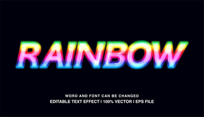 Rainbow ​editable text effect template, colorful neon light effect futuristic style typeface, premium vector