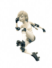 skate girl is jumping fast