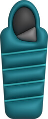 3d illustration sleeping bag camping bed for tourists Hiking gear for sleeping.