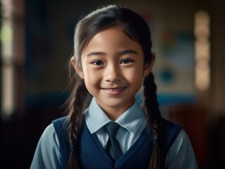 Asian Girls' Education. Happy beautiful Asian Girl is smilling. 