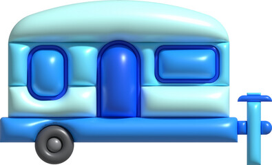 3d illustration camping caravan cars and trailers vehicles of travel caravans for camper.