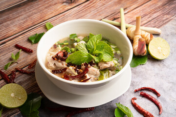 TOM Zap thai spicy soup with pork and basil