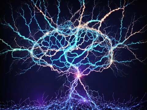 Human brain showing Intelligent thinking processing. Cyber mind concept a neural network of big data and artificial intelligence. AI Generative