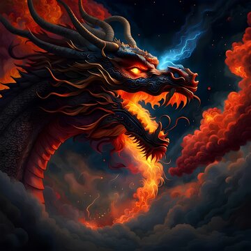 Chinese dragons in the sky
