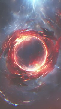 Travelling through dense starfield in outer space. Abstract mist.  Vertical footage in 916 ratio. Smartphone and social media ready