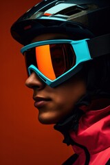 Close-up of ski goggles men Winter sports.