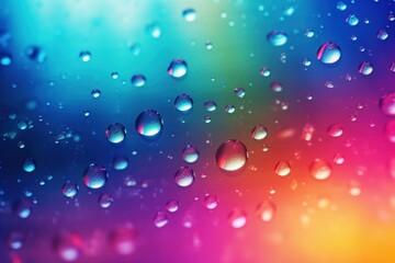 Water drops. Abstract gradient background. Texture of drops. Rainbow gradient. Shallow depth of field. Selective soft focus