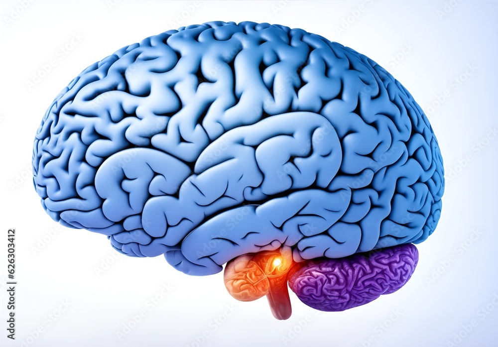 Poster human brain showing intelligent thinking processing. cyber mind concept a neural network of big data