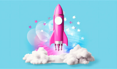 spaceship startup rocket launch finance space start technology bitcoin business. Generative AI.