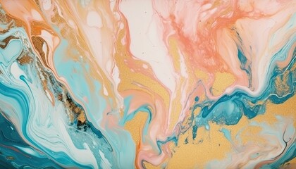 Colorful pastel marble ink liquid texture background, golden glitter. Wallpaper. Backdrop. Generative AI