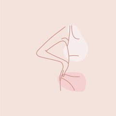 Woman body. Female outline in swimsuit or underwear. Hand drawn pastel pink minimal illustration. Sexy beautiful skin female character in bra and panties. Cards or posters. Vector line isolated set