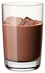 Glass of Cocoa with Ice Cubes. Isolated on Transparent Background. generative ai