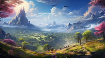 Fototapeta na wymiar Fantasy Landscape Game Art