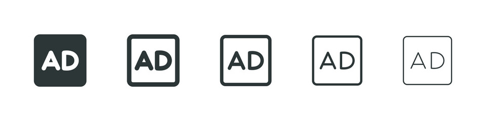 ad icon button. advertising icon - advertisement badge icon. vector web mobile app ui icons set