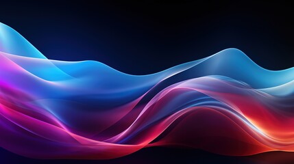 Multicolored abstract wave with neon light on dark background, blue, magenta and orange liquid swirl 3d illustration for presentation brochure, booklet, poster design Generative AI