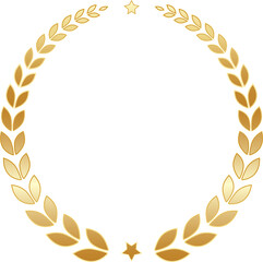 Golden Laurel. Luxury Gold Label. Glossy Metal Badge. Golden Element.
