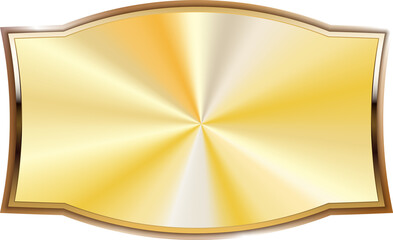 Golden Shield. Luxury Gold Label. Glossy Metal Badge. Blank Golden Shield.