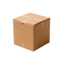 A cardboard box on a white surface