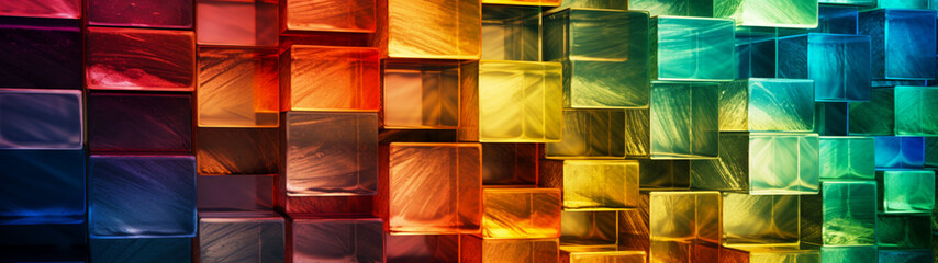 Banner with glass squares background. Wallpaper, modern style. Generative AI